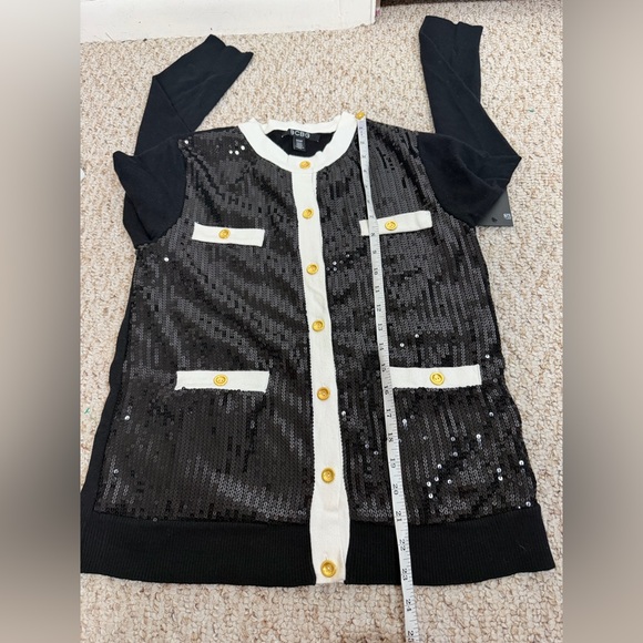 BCBG Black and White Sequin Cardigan size S new with tag - Picture 8 of 12